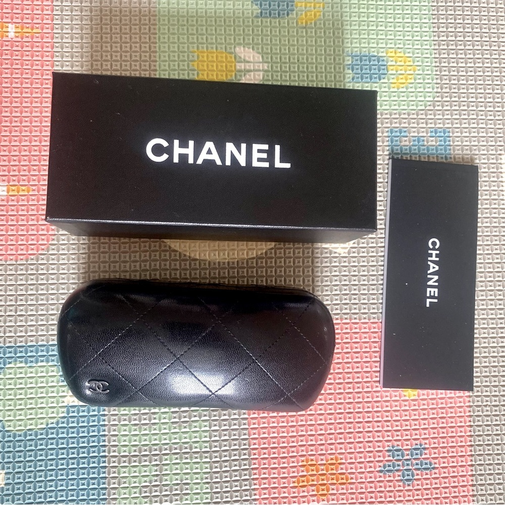 Chanel quilted sunglasses case, box , booklet
